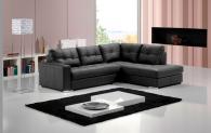 Черен кожен ъглов диван